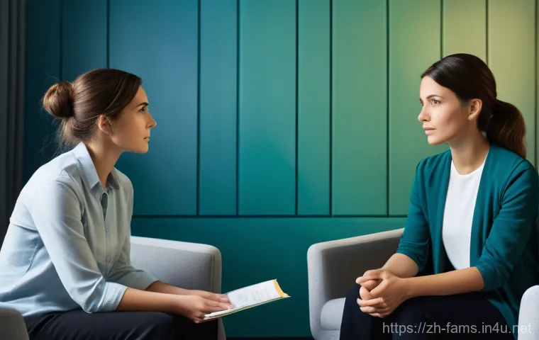 가족상담사 직무의 전망과 변화 예측 - **Prompt:** A dynamic scene in a modern community center, where a diverse group of families (includi...