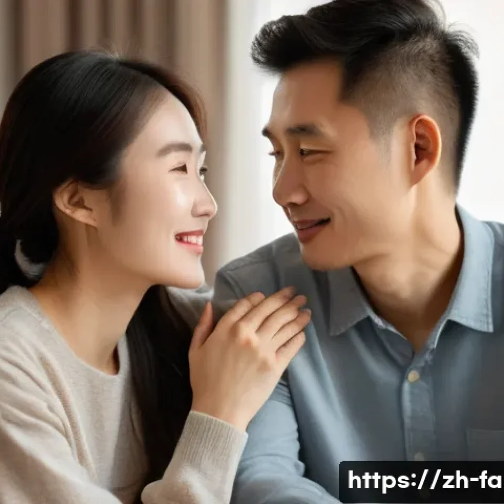 가족상담사가 자주 맞닥뜨리는 상담 유형 - A warm and intimate scene of a Chinese couple in a modern living room, gently holding hands and enga...