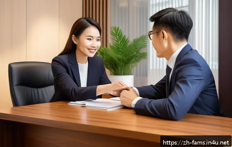 가족상담사의 전문성 홍보 방법 - A professional family counselor in a modern, warmly lit office setting, wearing neat and elegant bus...