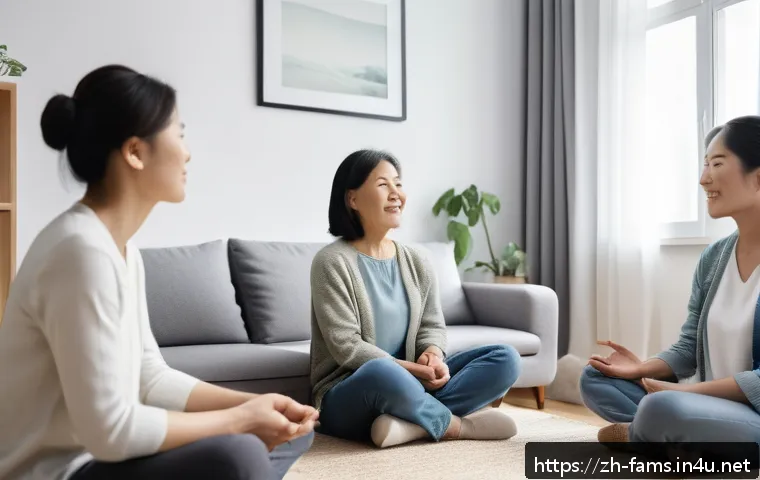 가족상담사가 알아야 할 최신 연구 트렌드 - A warm and inviting family therapy session scene set in a modern counseling room with soft natural l...